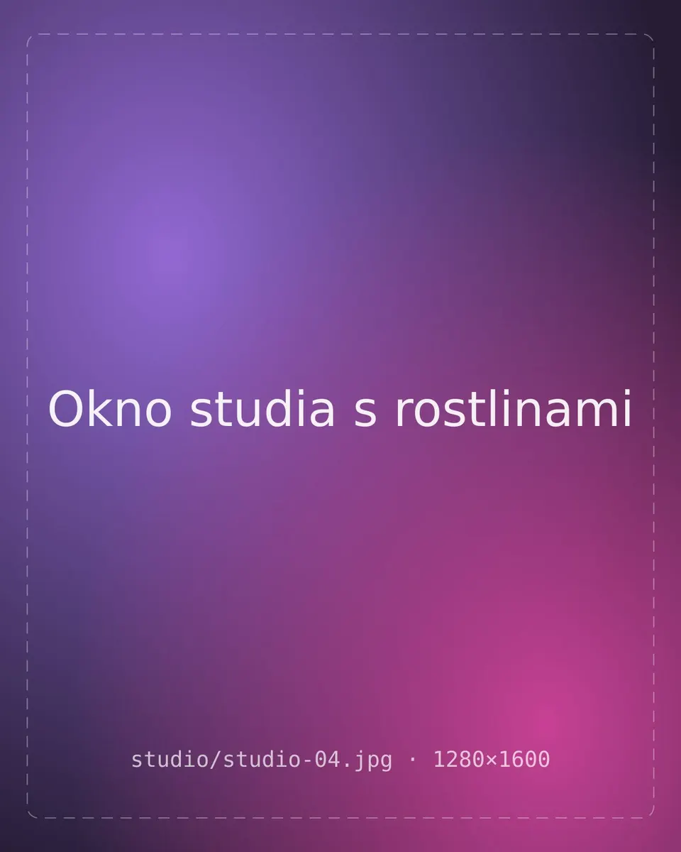 Okno studia s rostlinami